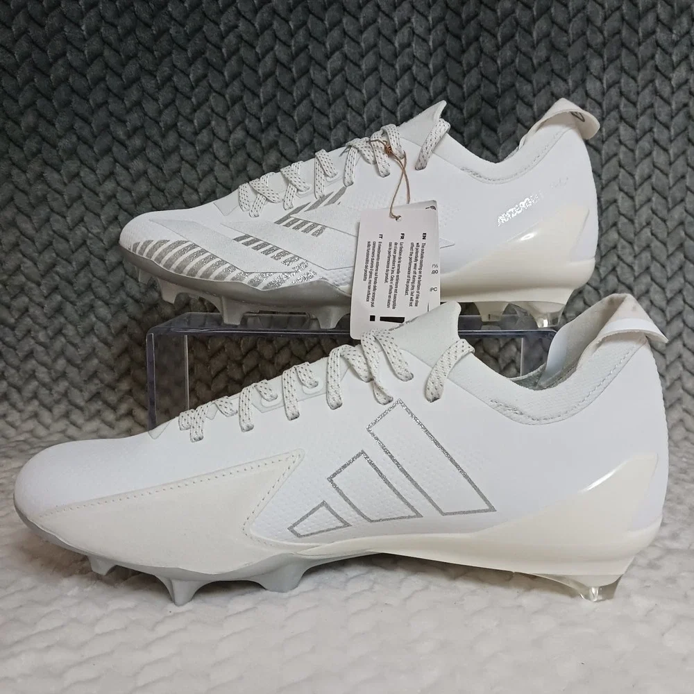 Adidas Adizero Electric + Men's Football Cleats Cloud White Silver Metallic Sz 8